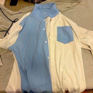 Bi color button up
